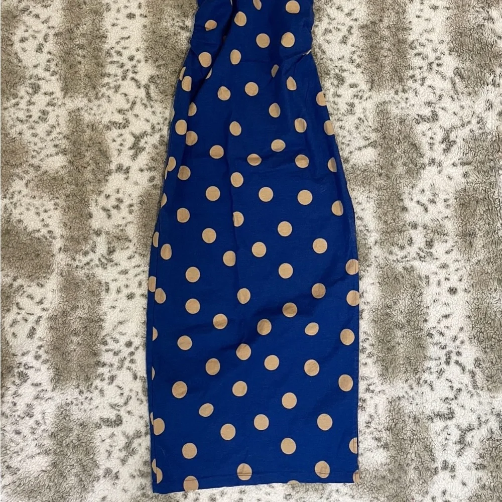 Zara polka dot linen midi dress - Picture 3 of 5